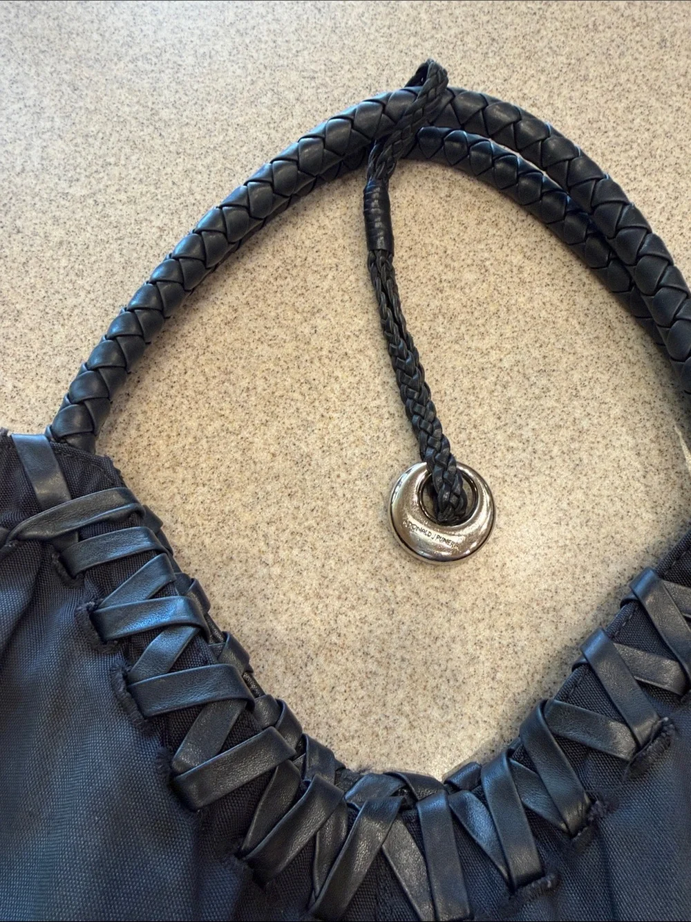 Black Women's Braided Handle Hobo Bag Donald J Pliner